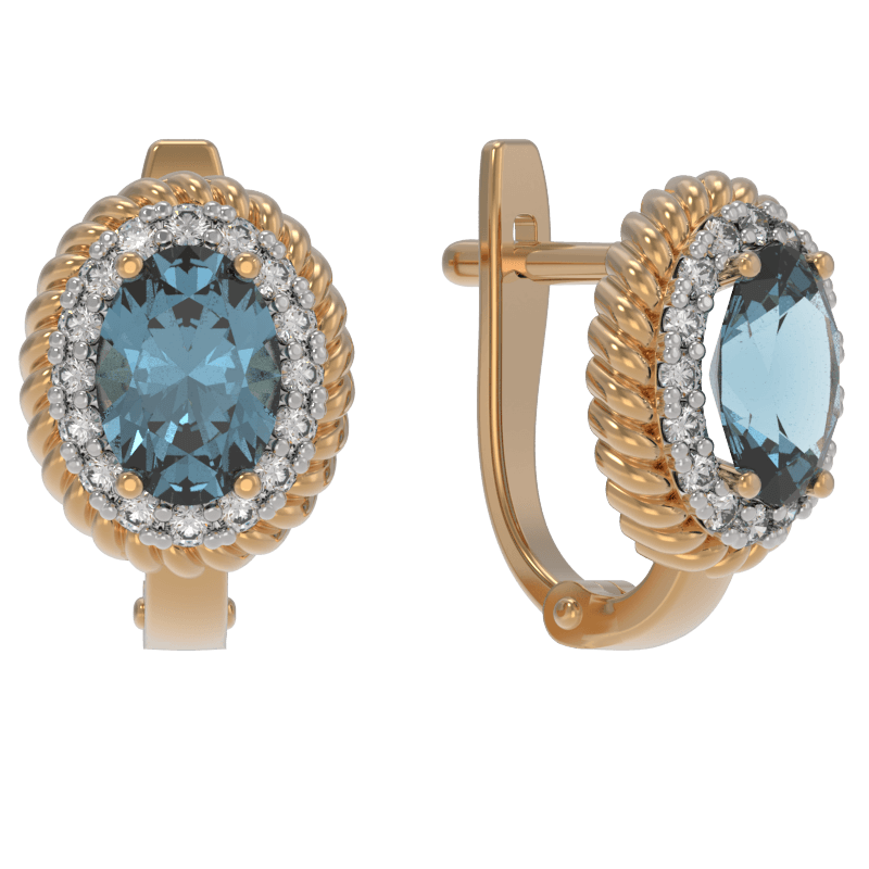 Серьги из золота 585 с топазами