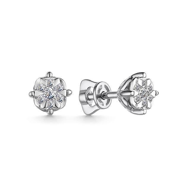 Серьги из золота 585 с бриллиантом
