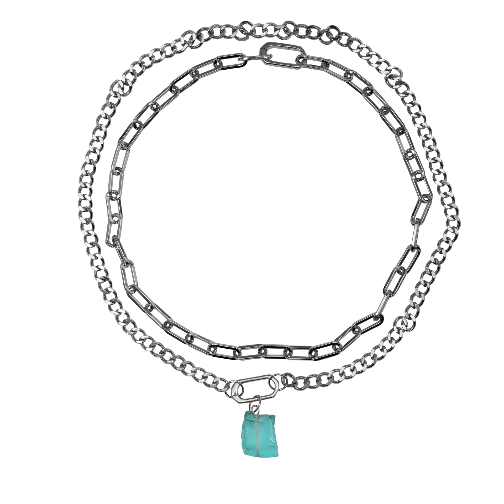 Колье из стали с кварцем