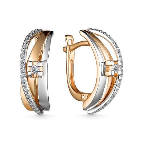 Серьги из золота 585 с бриллиантом