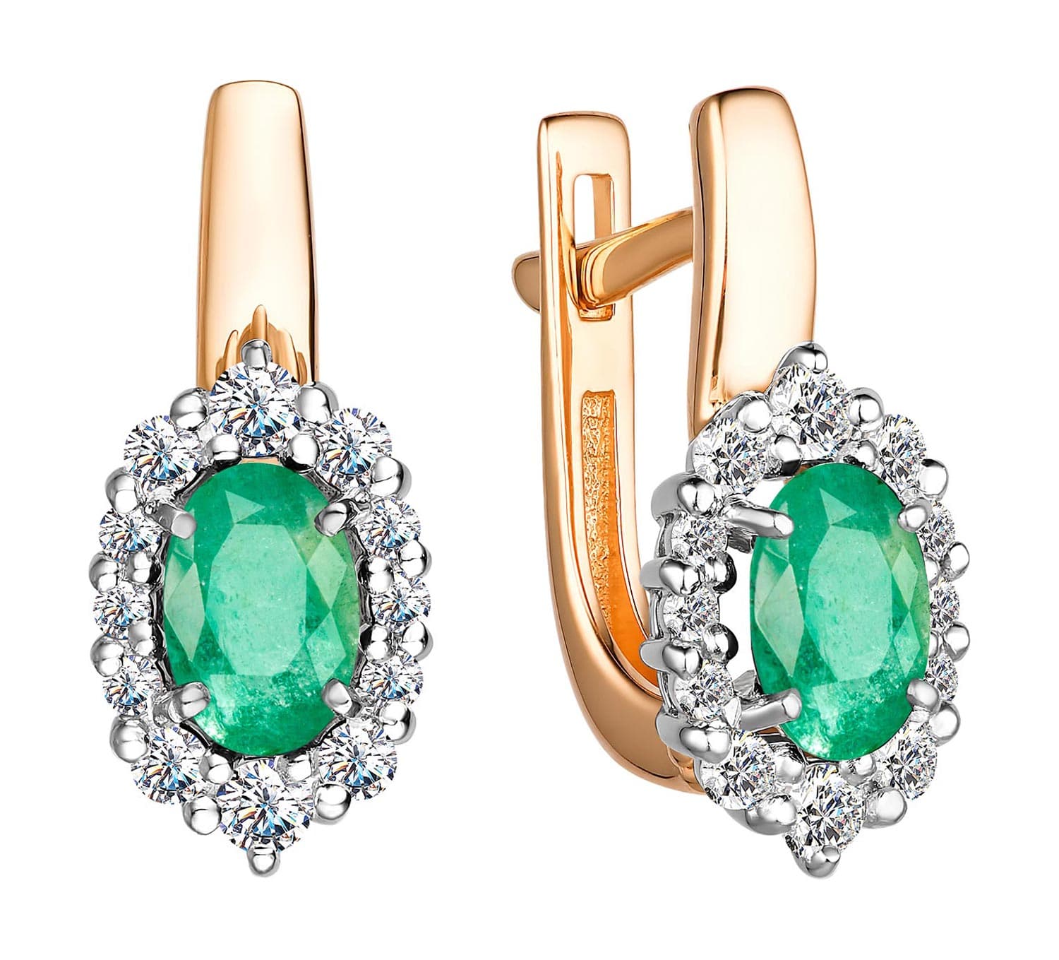 Серьги из золота 585 с изумрудом