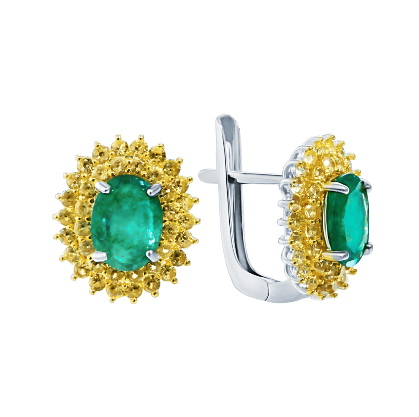 Серьги из серебра 925 с бериллами