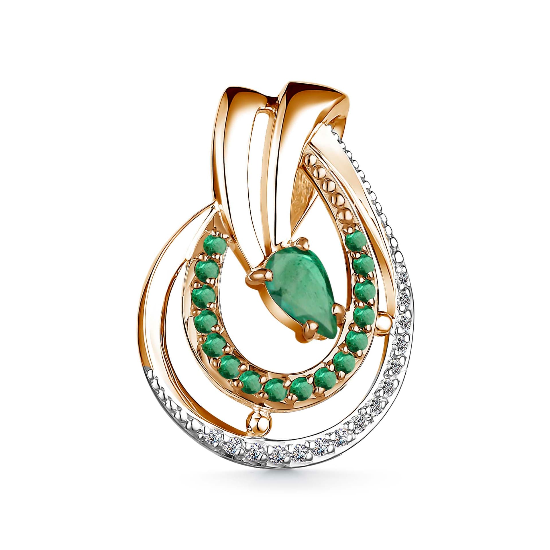 Подвеска из золота 585 с изумрудами