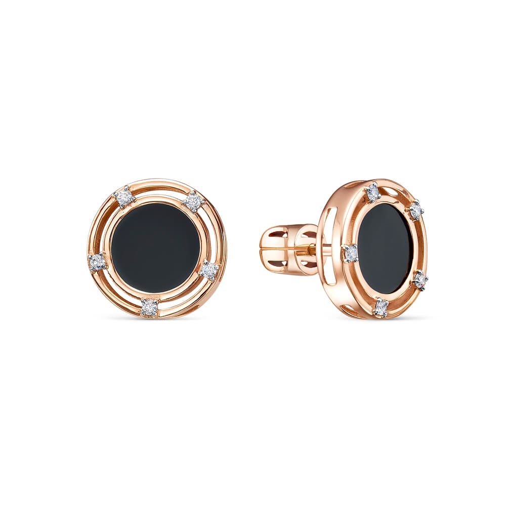 Серьги из золота 585 с ониксом