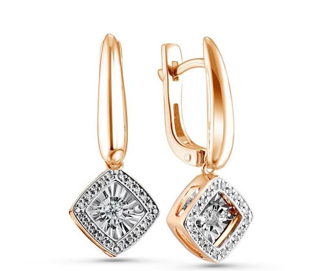 Серьги из золота 585 с бриллиантом