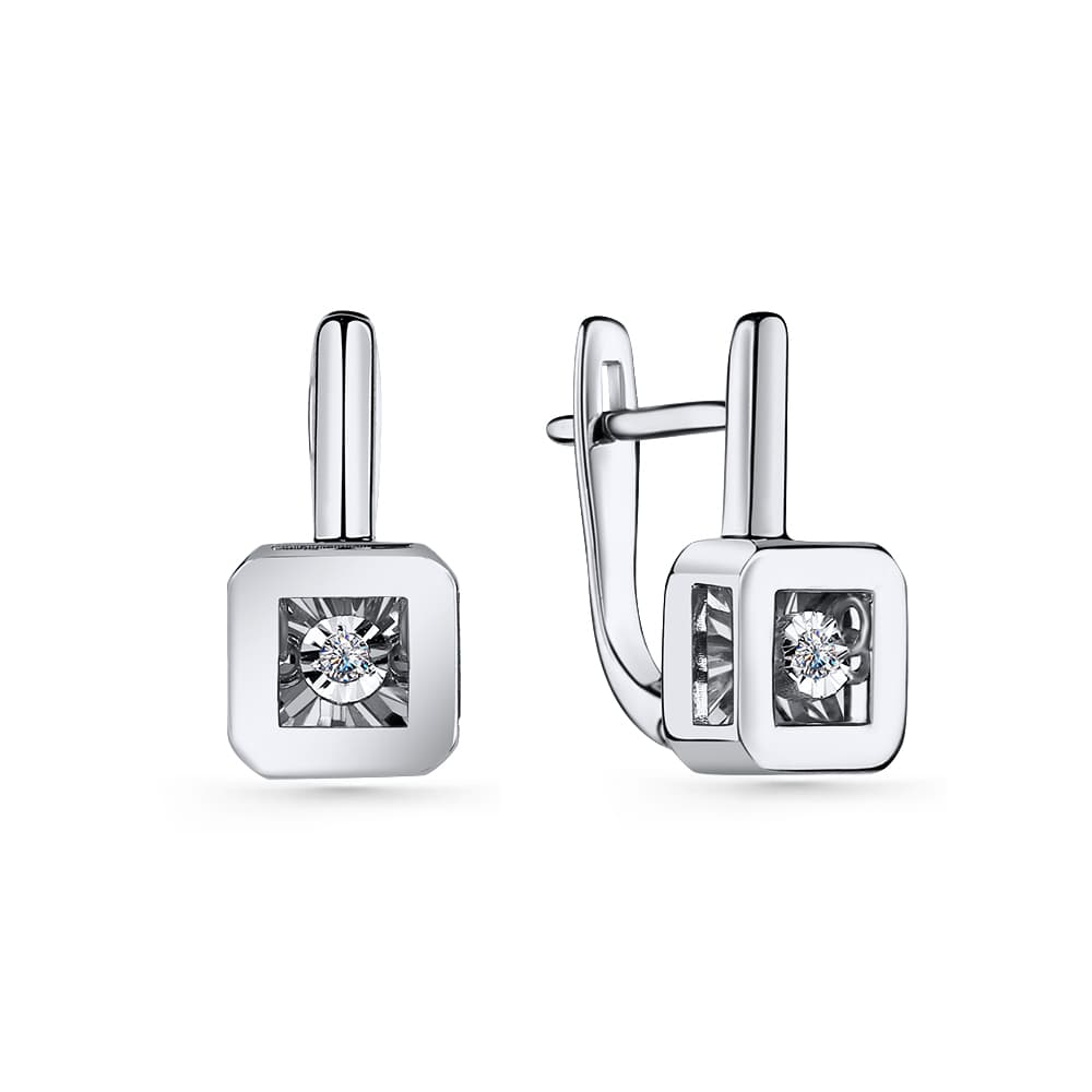 Серьги из золота 585 с  бриллиантом