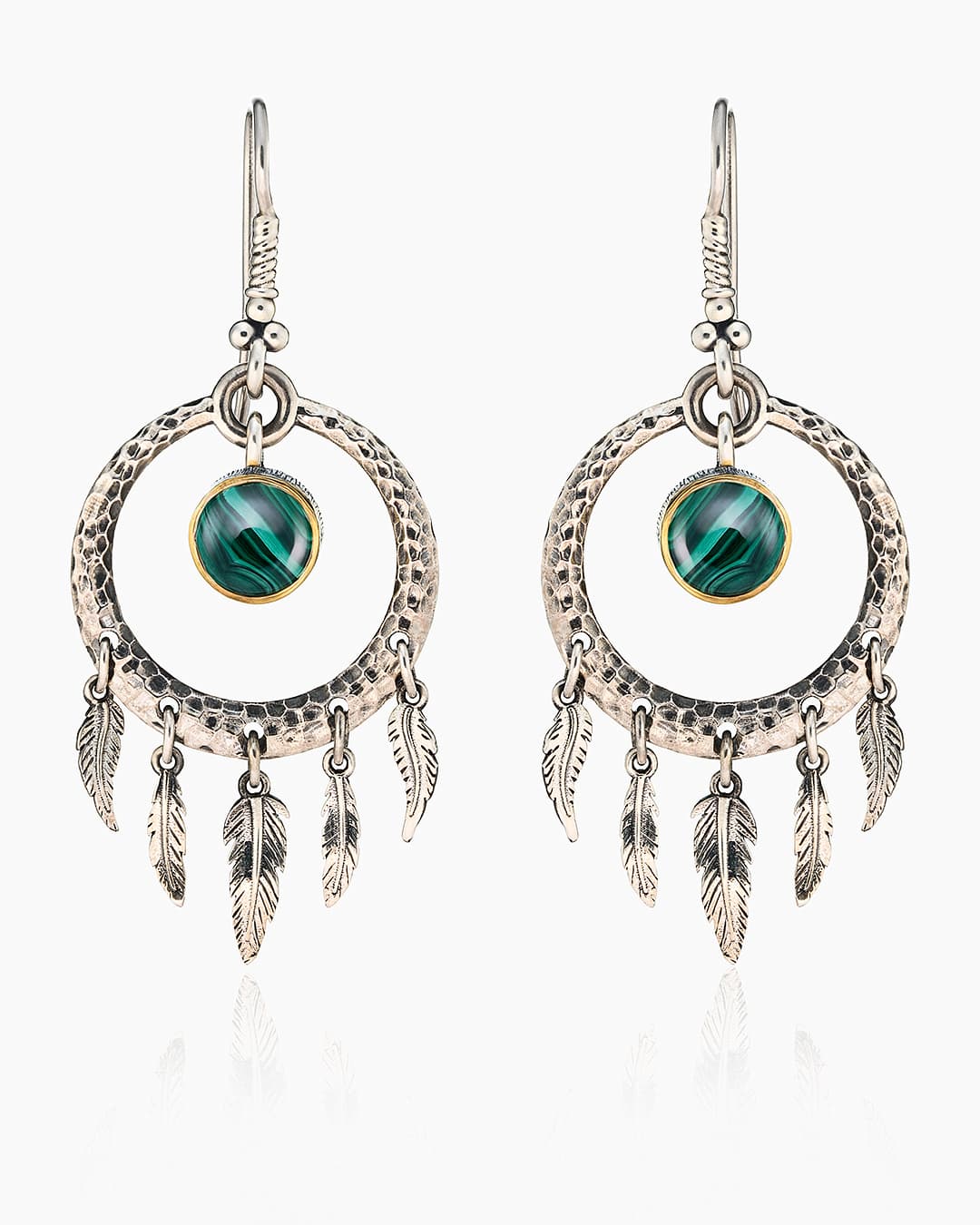 Серьги из серебра 925 с малахитами