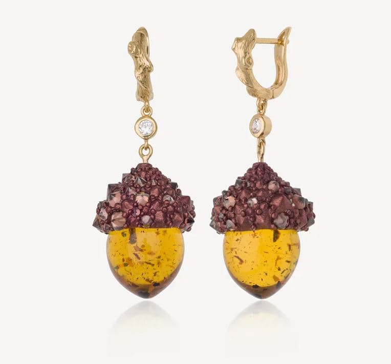 Серьги из серебра 925 с янтарем
