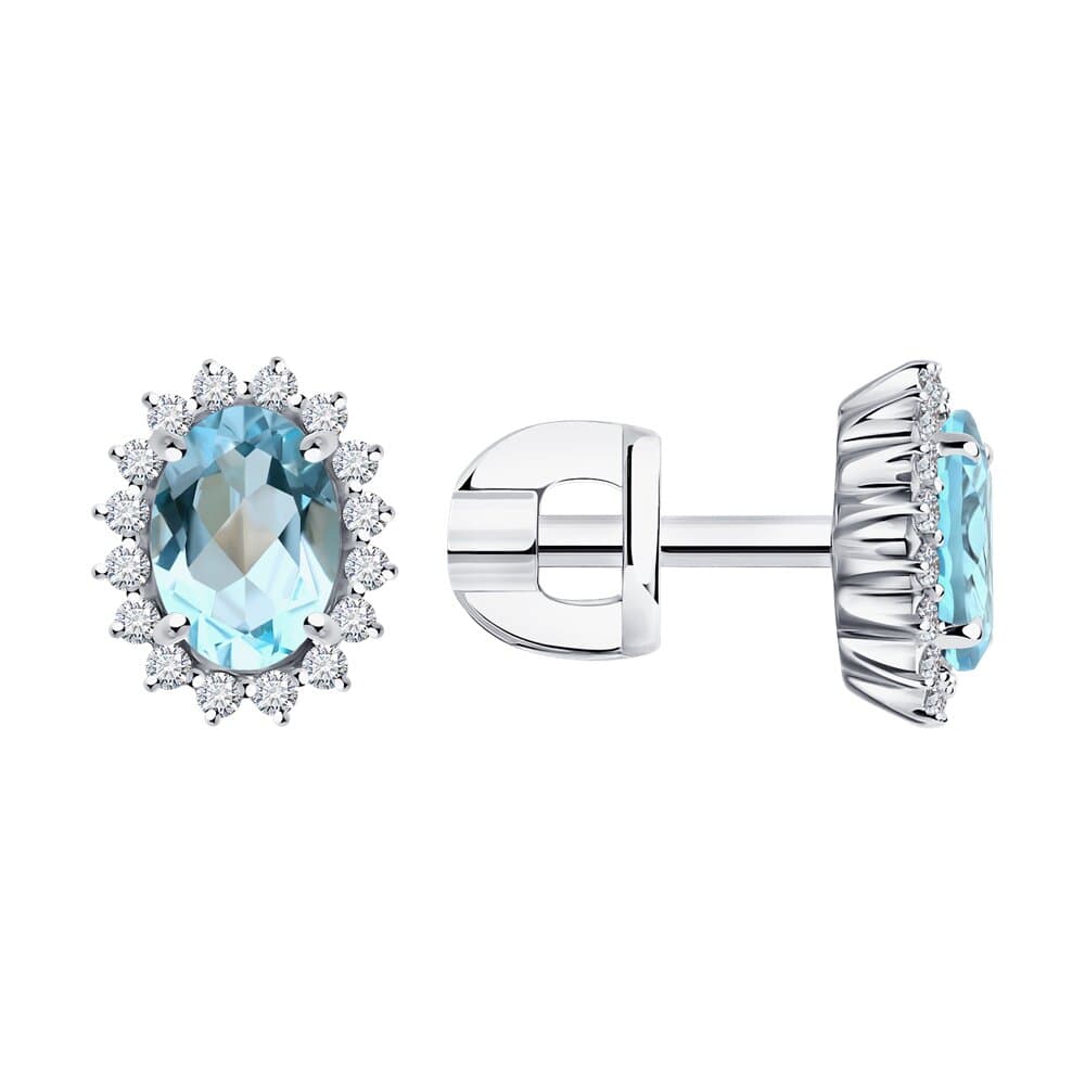 Серьги из золота 585 с аквамаринами