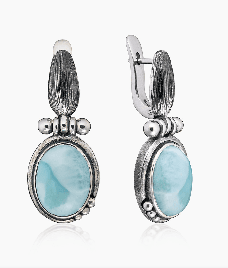 Серьги из серебра 925 с ларимарами