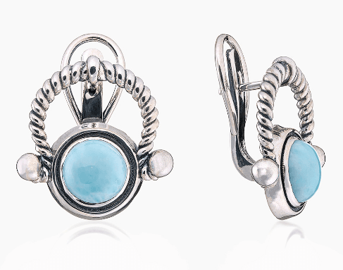 Серьги из серебра 925 с  ларимар