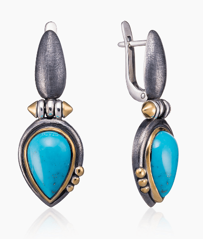 Серьги из серебра 925 с  бирюзой