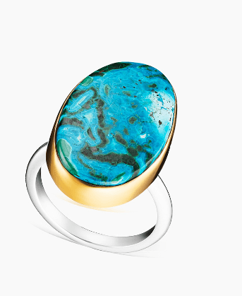 Кольцо из серебра 925 с  хризоколла