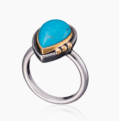 Кольцо из серебра 925 с  бирюзой