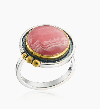 Кольцо из серебра 925 с  родохрозитом