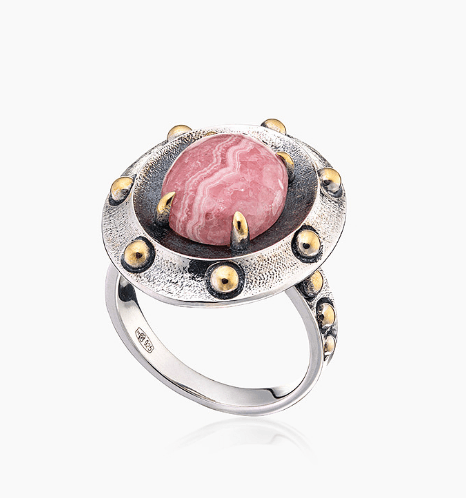 Кольцо из серебра 925 с радохразит