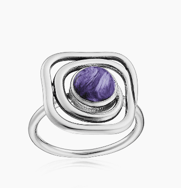 Кольцо из серебра 925 с  чароит