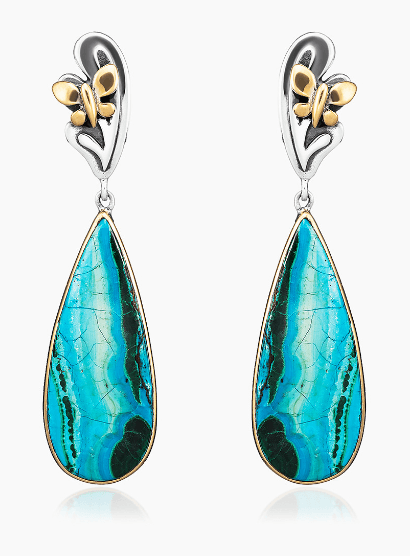 Серьги из серебра 925 с  хризоколла