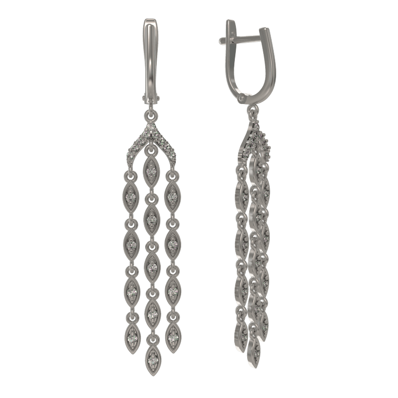 Серьги из серебра 925 с фианитами