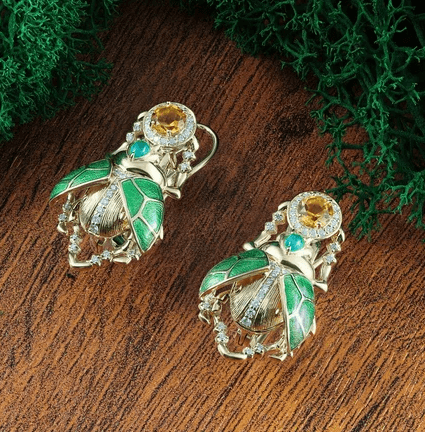 Серьги из золота 585 с цитринами