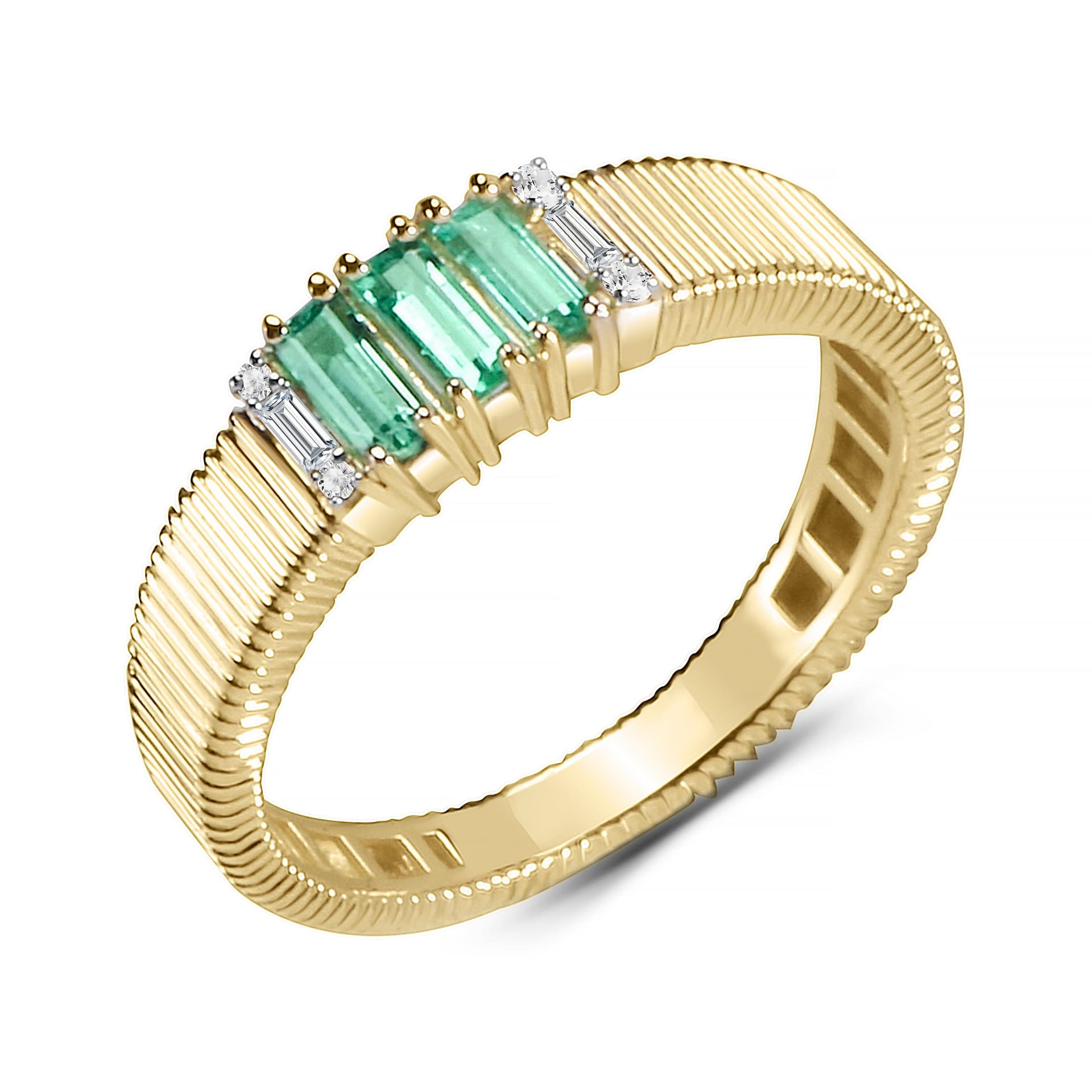 Кольцо из золота 585 с изумрудами