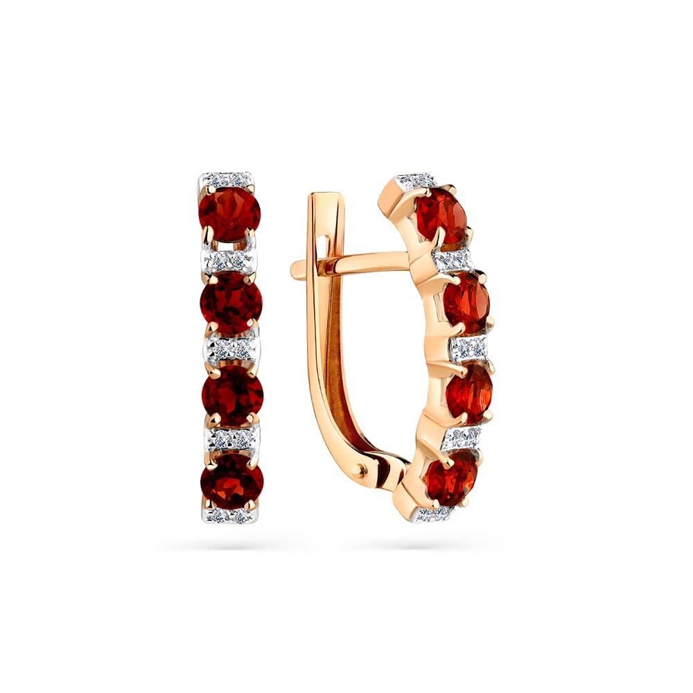 Серьги из золота 585 с гранатами