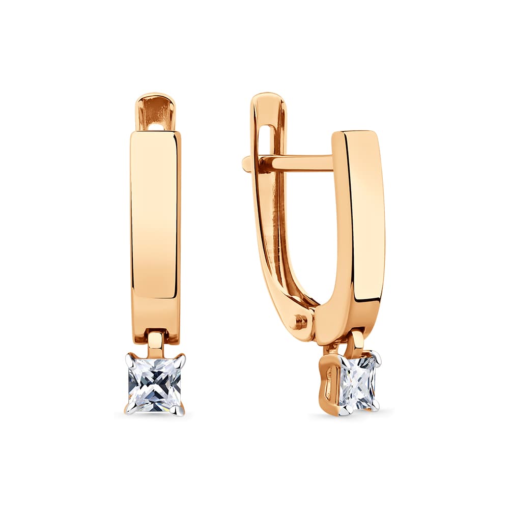 Серьги из золота 585 с фианитами