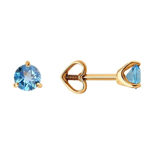 Серьги из золота 585 с топазами