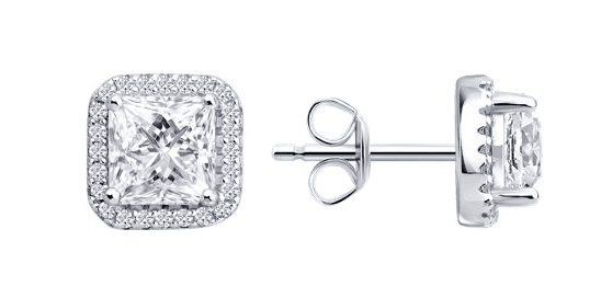 Серьги из серебра 925 с фианитами