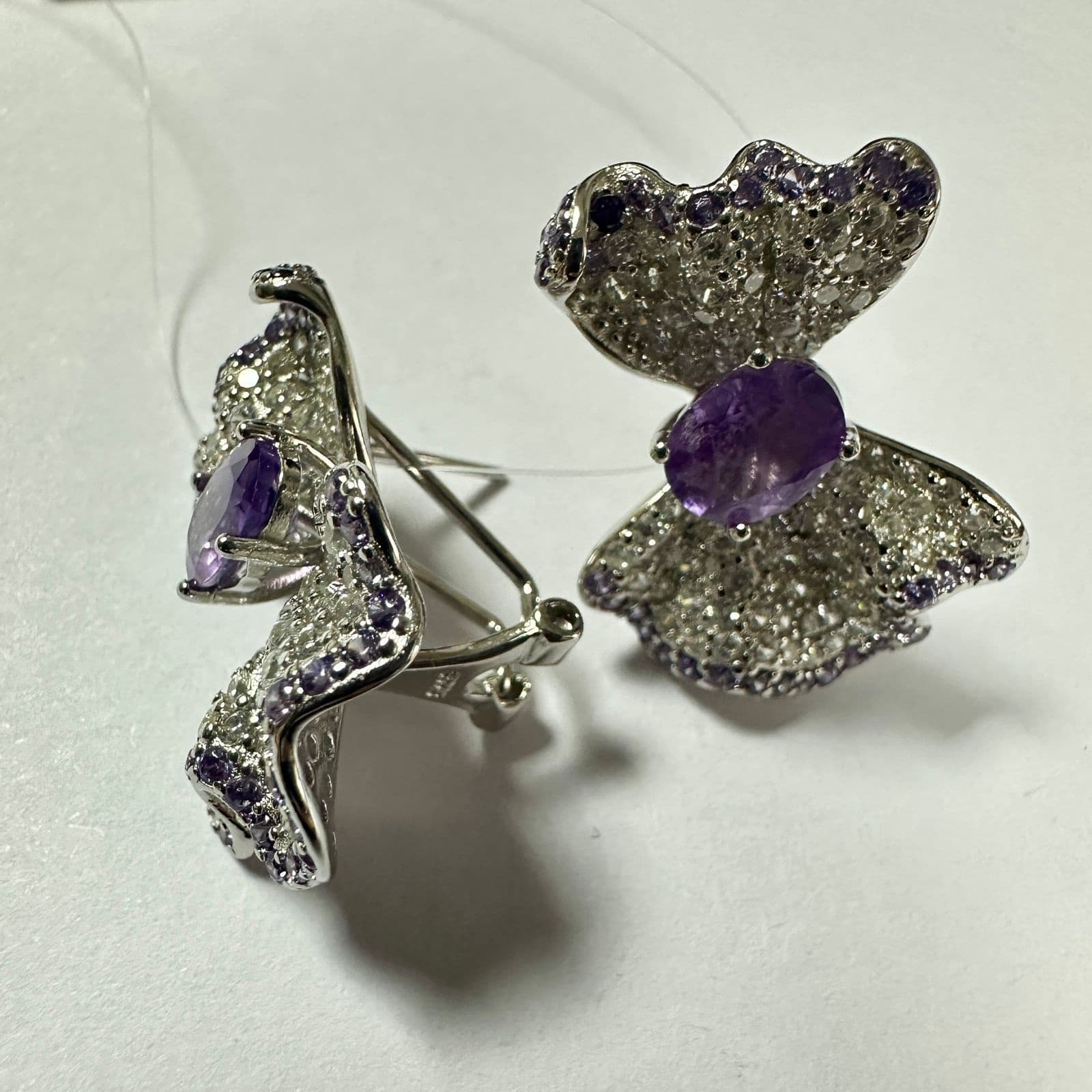 Серьги из серебра 925 с аметистами