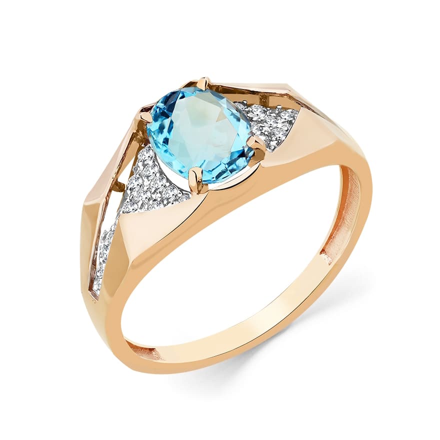 Кольцо из золота 585 с топазами swiss