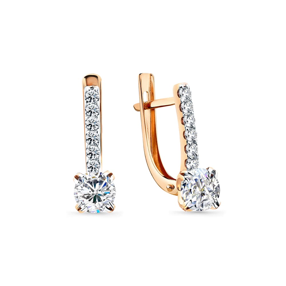 Серьги из золота 585 с фианитами