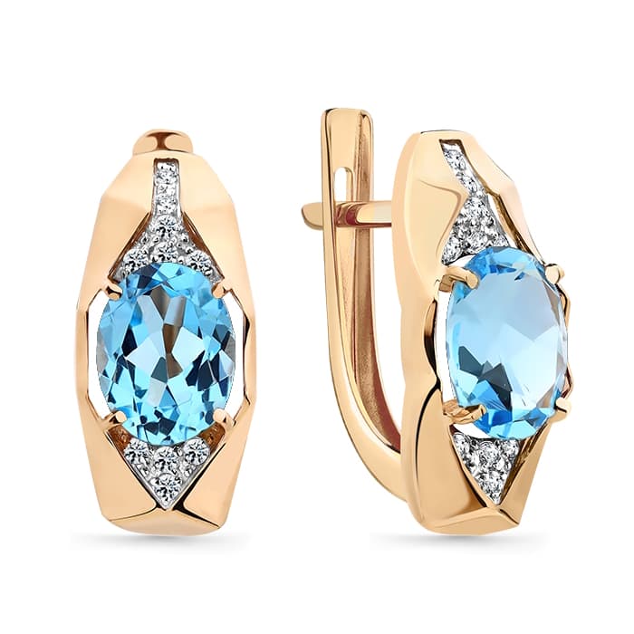 Серьги из золота 585 с топазами swiss