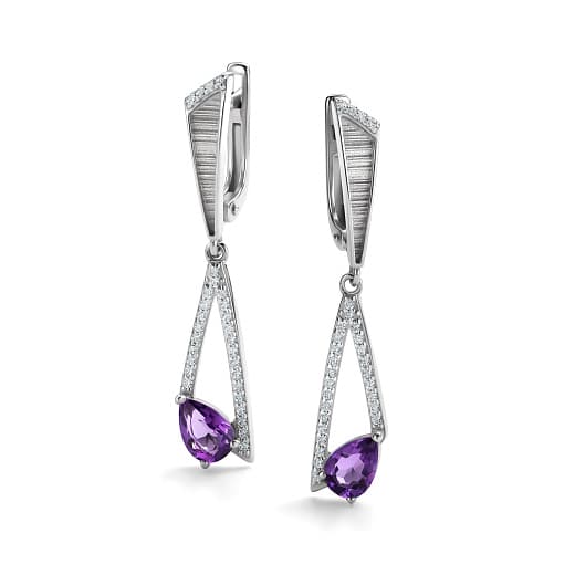 Серьги из серебра 925 с аметистами