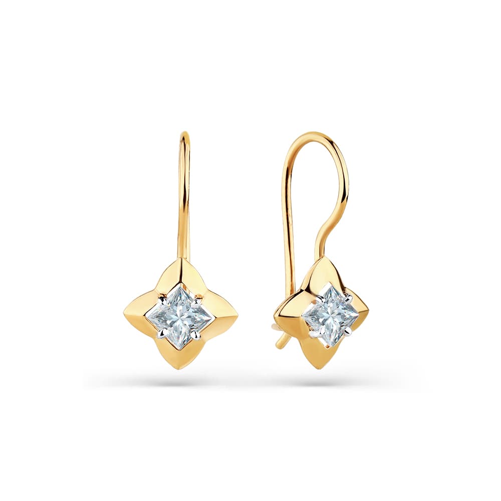 Серьги из золота 585 с фианит