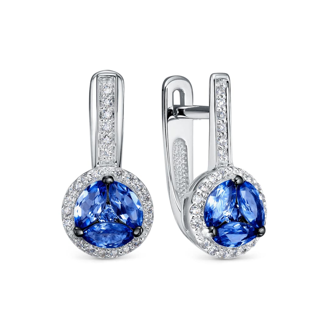 Серьги из золота 585 с сапфиром