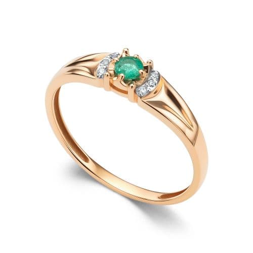 Кольцо из золота 585 с изумрудами