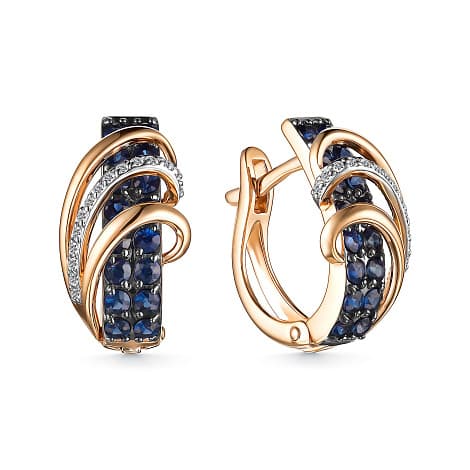 Серьги из золота 585 с сапфирами