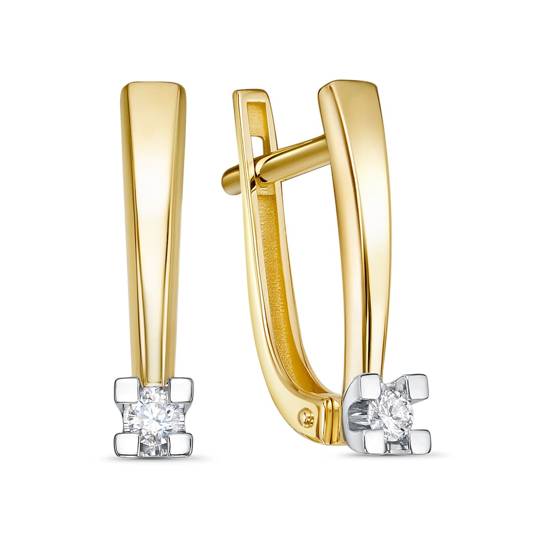 Серьги из золота 585 с бриллиантом