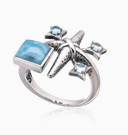 Кольцо из серебра 925 с ларимар