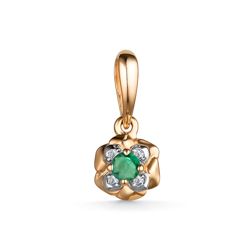 Подвеска из золота 585 с изумрудами