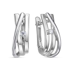 Серьги из золота 585 с бриллиантом