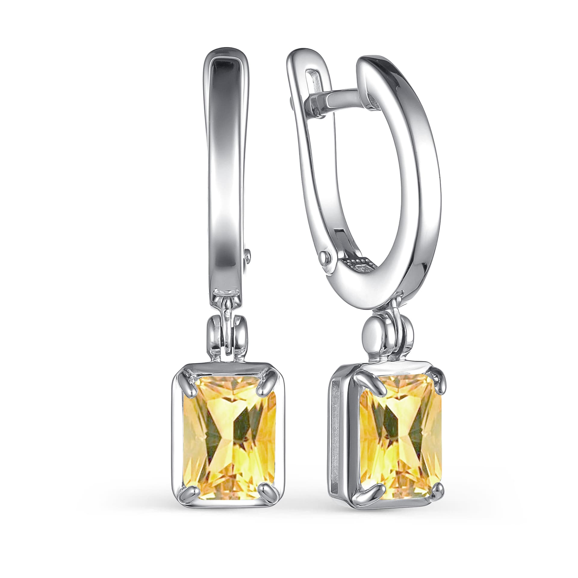 Серьги из серебра 925 с цитрином
