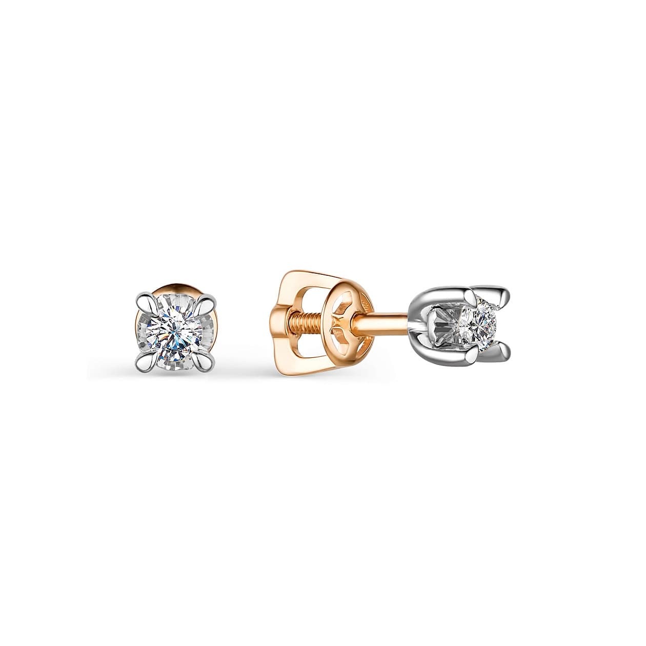 Серьги из золота 585 с бриллиантом