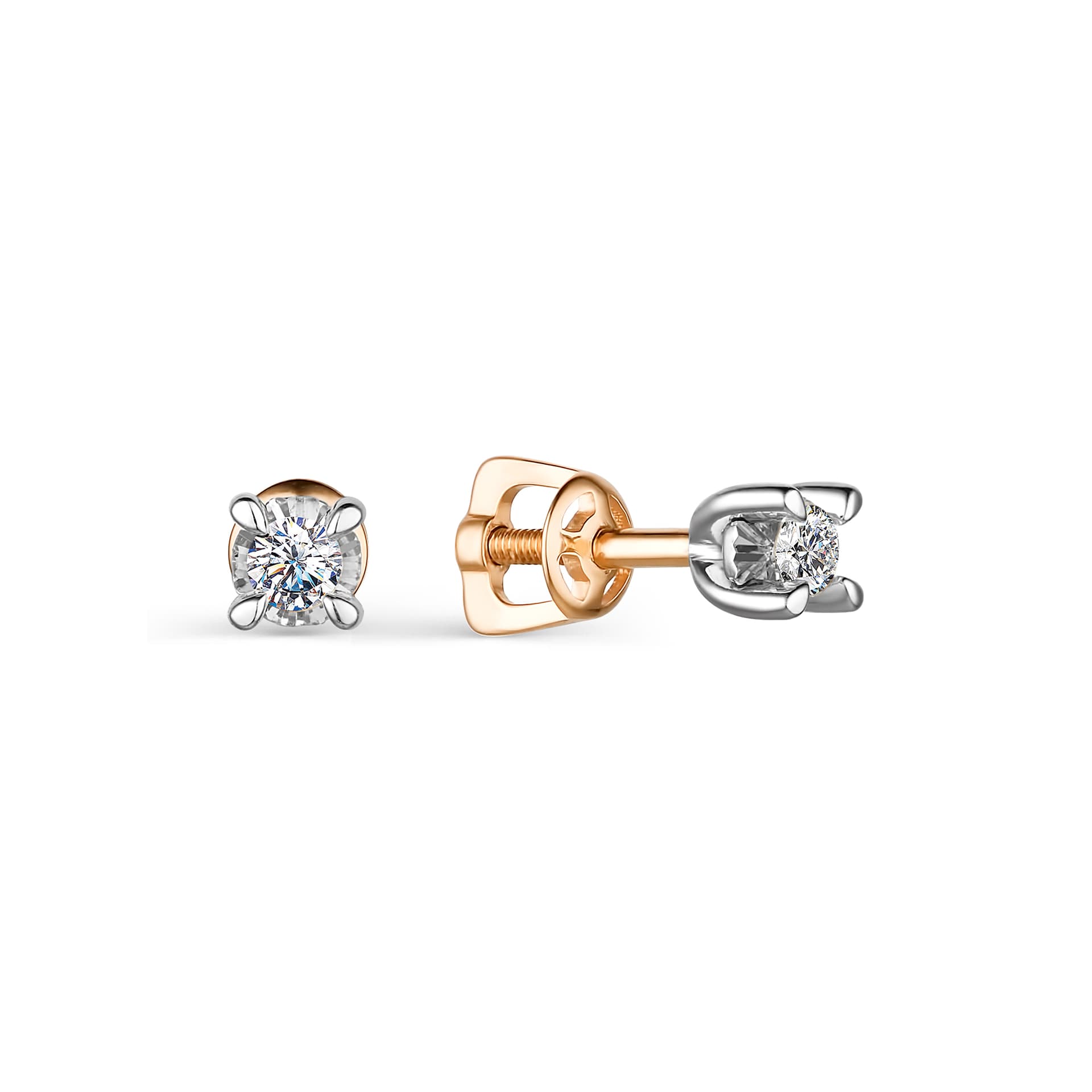 Серьги из золота 585 с бриллиантом