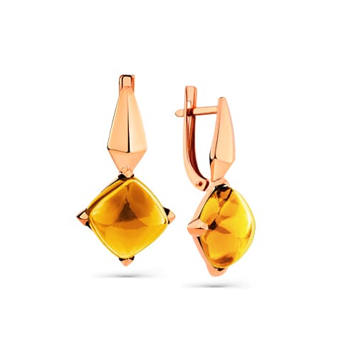 Серьги из золота 585 с цитринами